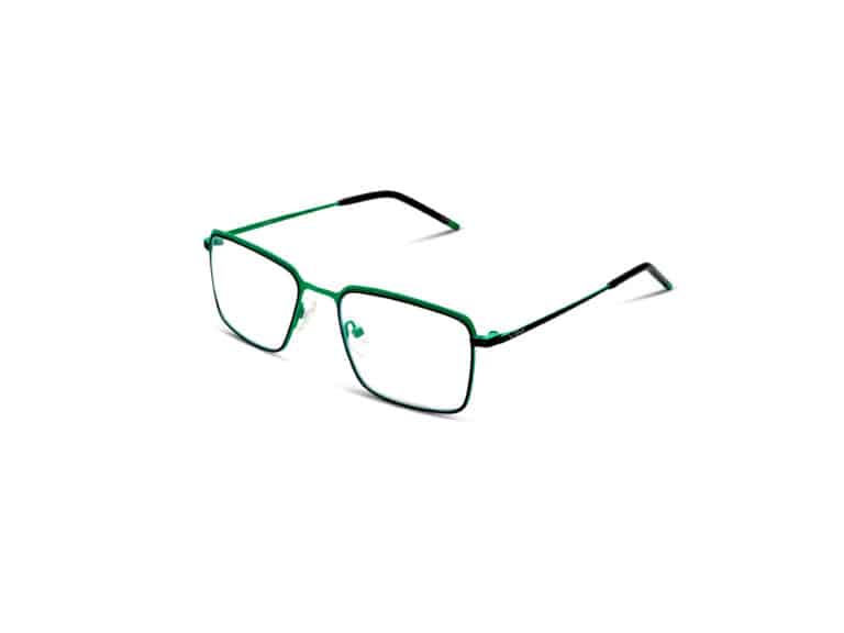 משקפי ראייה - מתכת מלבניים (1007) בצבע ירוק עם קצוות שחורים במבצע על רקע לבן.