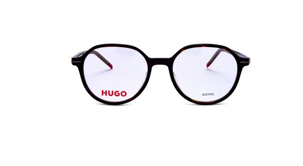 משקפי ראייה מתכת מלבניים (2088), HUGO באדום, מאופטיקה הלפרין—מחירים משתלמים על רקע לבן.